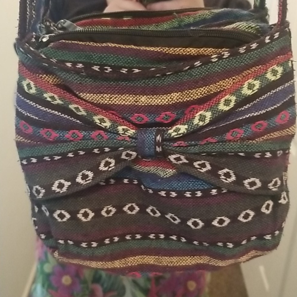 Boho multi-colored cross body bag